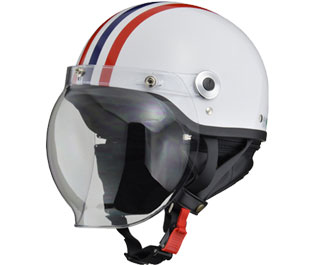 CROSS HALF HELMET WHT/red.blue LINE